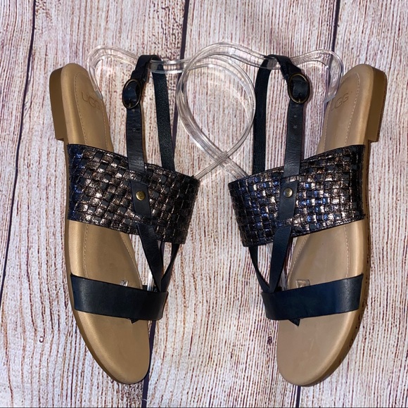 UGG Black and Tan Women's Sandals - Picture 6 of 12